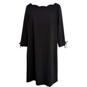 Talbots Womens Scallop Neck Stretch Shift Dress Sz 6 Career Old Money Elegant